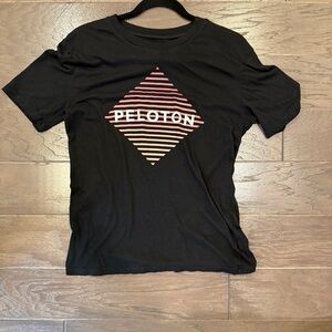 Peloton Striped Diamond Logo Graphic Tee S – Black Modal Cotton Blend